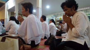 Chenda praying in pagoda eldely loneliness